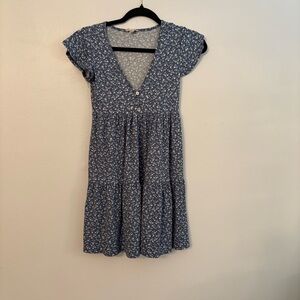 See You Monday Blue and White Floral Mini Dress